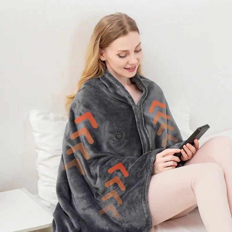 Electric Heating Shawltemperature Control Comfortable Rechargeable Coral Velvet Electric Blanket